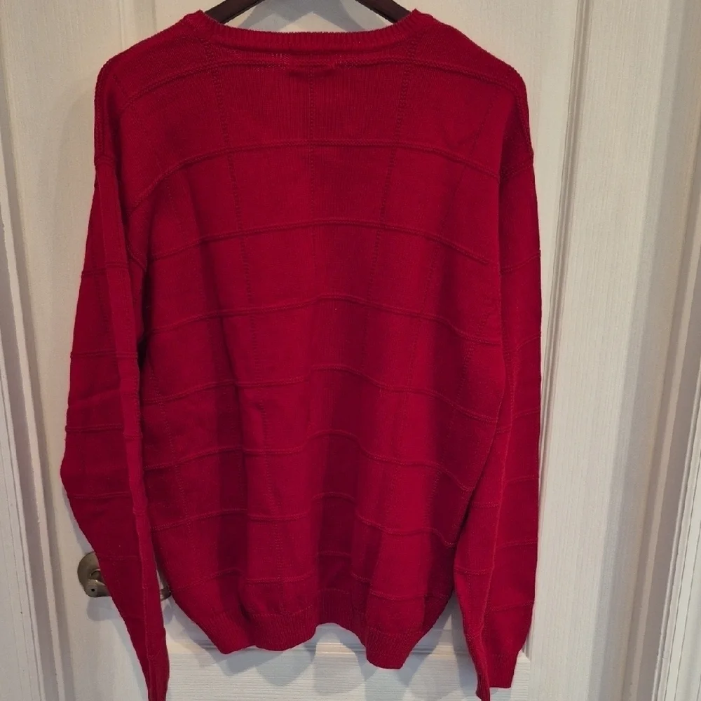Izod Men's Red Cotton Crewneck Cable Knit Sweater
